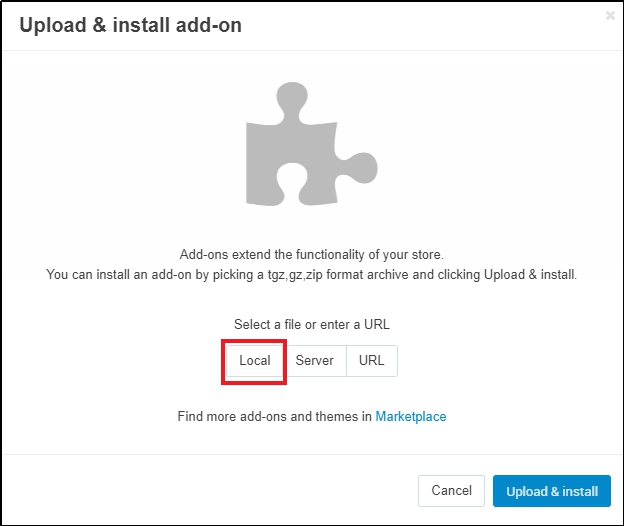 Upload and Install Addon